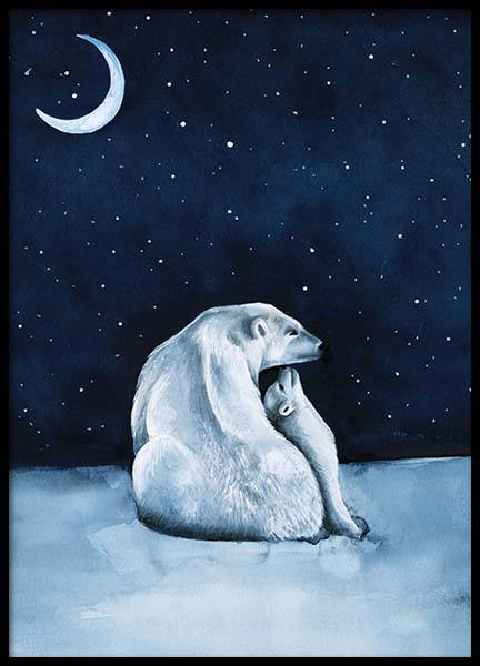 Polar Bear Night Sky Plakat i gruppen Plakater / Barneplakater hos Desenio AB (10275)