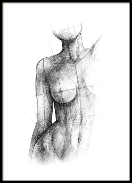 Incomplete Sketch Plakat i gruppen Plakater / Svarthvitt hos Desenio AB (12134)