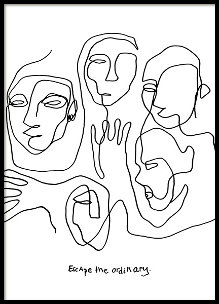 Escape Line Art Plakat i gruppen Plakater / Illustrasjoner hos Desenio AB (12358)