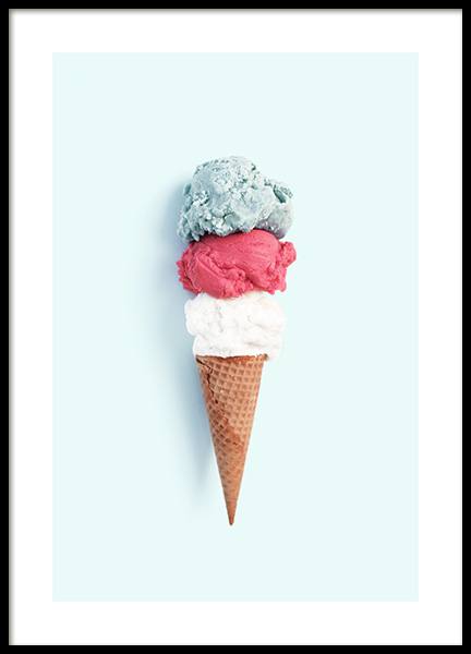 Tricolore Ice Cream Plakat i gruppen Plakater / Kjøkkenplakater hos Desenio AB (12837)