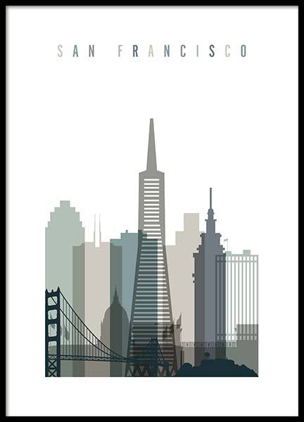 San Francisco Skyline Plakat i gruppen Plakater / Grafisk hos Desenio AB (2349)