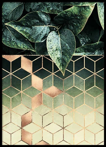 Leaves And Cubes Plakat i gruppen Plakater / Kunstmotiv hos Desenio AB (2813)