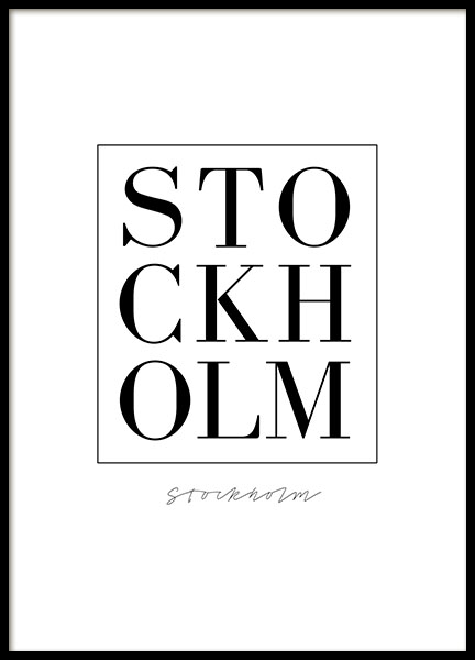 Stockholm-plakat og poster, svensk design som passer svarthvit innredning.