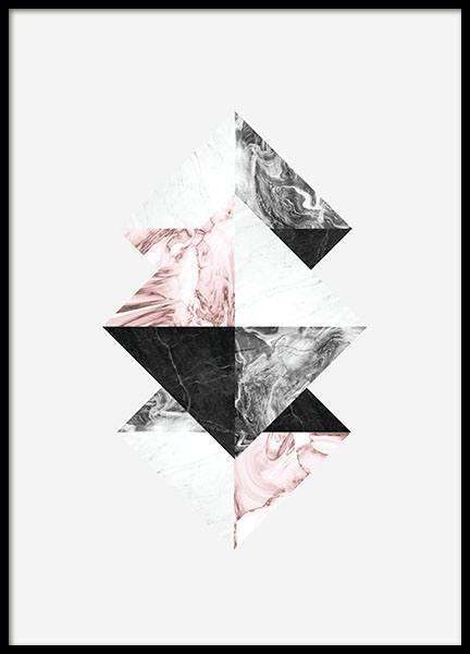 Grafiske posters i marmor i grått og hvitt. Stilige grafiske plakater. 