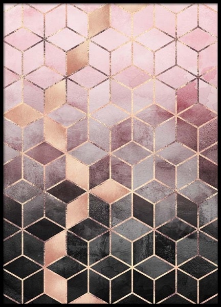 Pink Grey Gradient Cubes Plakat i gruppen Plakater / Kunstmotiv hos Desenio AB (pre0016)
