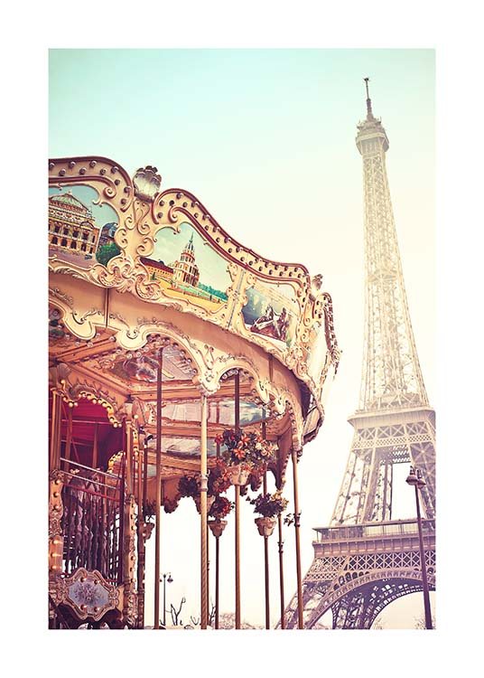 Eiffel Tower Carousel Plakat / Fotokunst hos Desenio AB (10098)