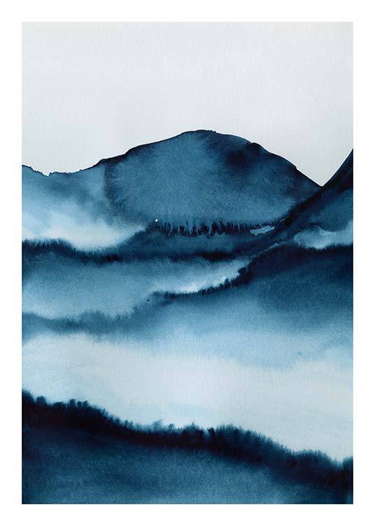 Watercolor Mountains Plakat / Kunstmotiv hos Desenio AB (10124)