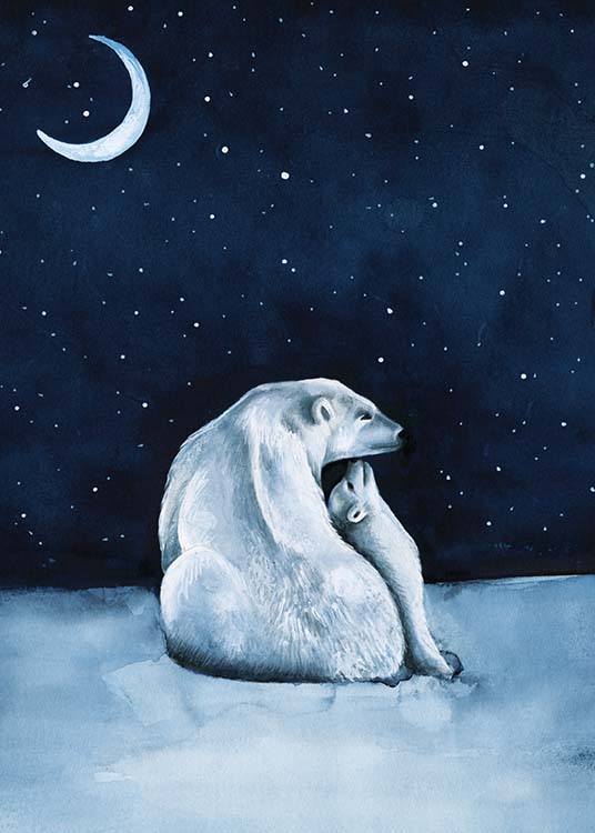 Polar Bear Night Sky Plakat