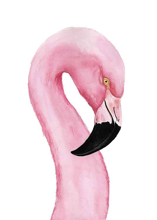 Watercolor Flamingo Plakat / Kunstmotiv hos Desenio AB (10450)