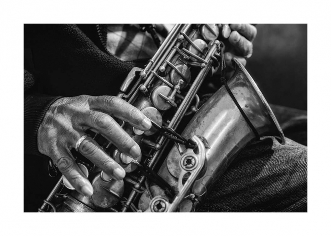 Saxophone Plakat / Svarthvitt hos Desenio AB (10718)
