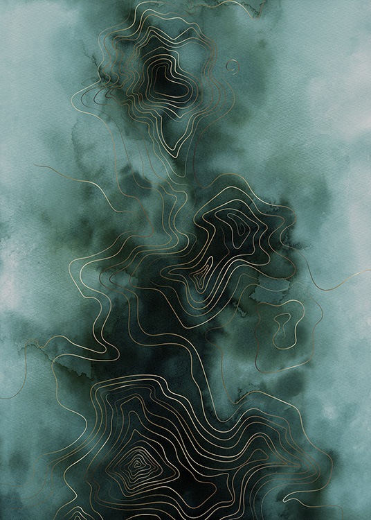 Abstract Map Green Plakat