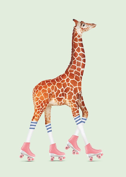 Rollerskating Giraffe Plakat / Barneplakater hos Desenio AB (11023)
