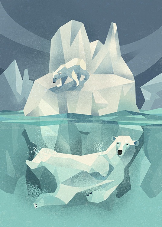 Vintage Polar Bear Plakat / Barneplakater hos Desenio AB (11027)
