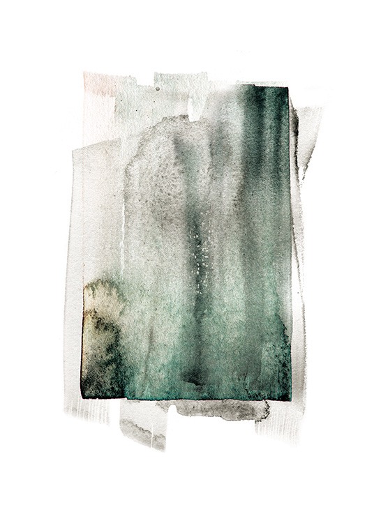 – Abstrakt kunstplakat med forskjellige grønne skyggestrøk på en hvit bakgrunn
