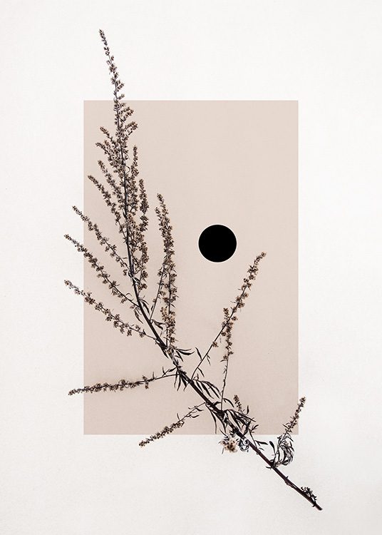 –Plakat av tørket blad med abstrakt bakgrunn.
