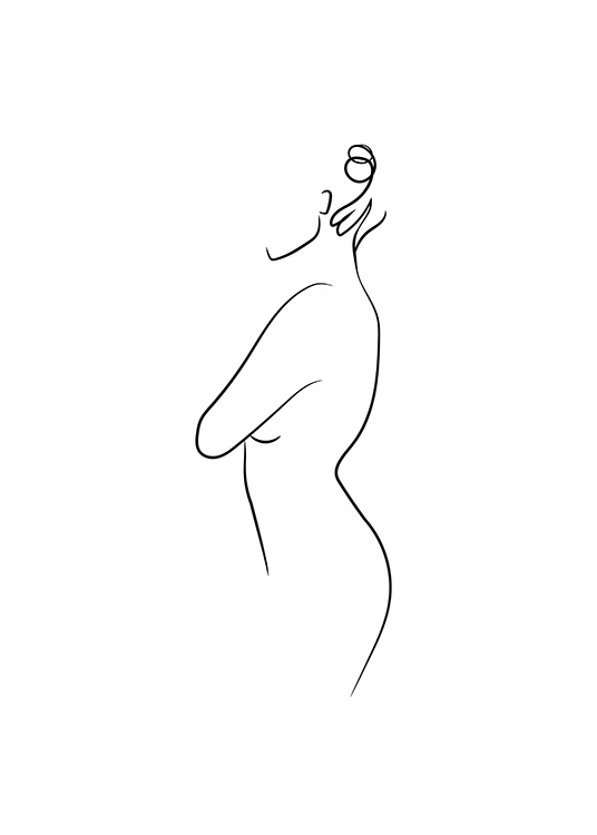 –Linjekunstplakat av en kvinne på en hvit bakgrunn.
