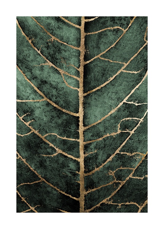 Golden Green Leaf Plakat / Kunstmotiv hos Desenio AB (12266)