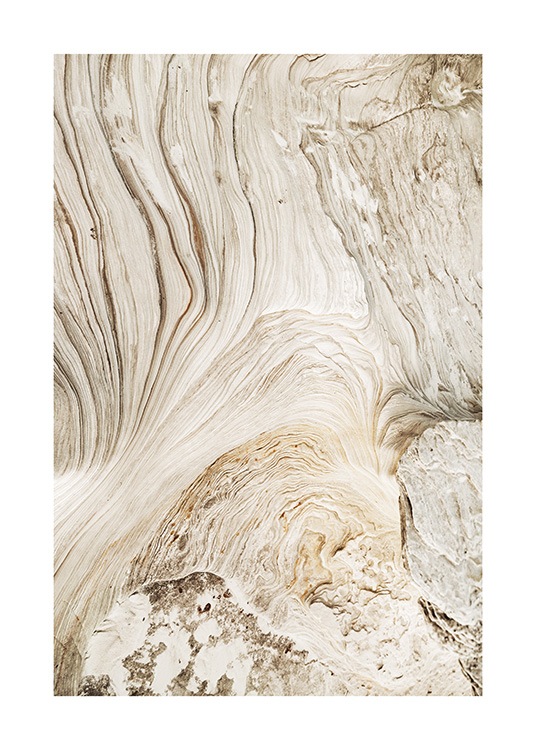  – Fotografi av en beige klippe med et hvirvlende, abstrakt mønster