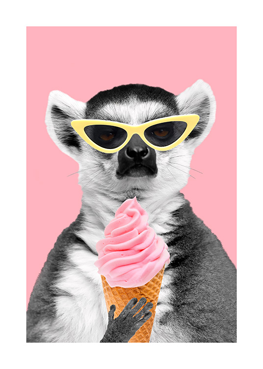 Lemur With Ice Cream Plakat / Barneplakater hos Desenio AB (12477)
