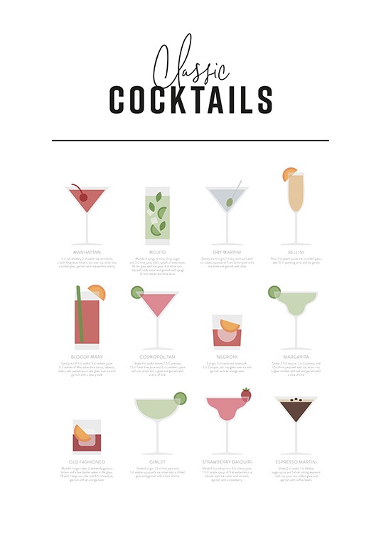 Classic Cocktail Guide Plakat / Tekstplakater hos Desenio AB (12668)