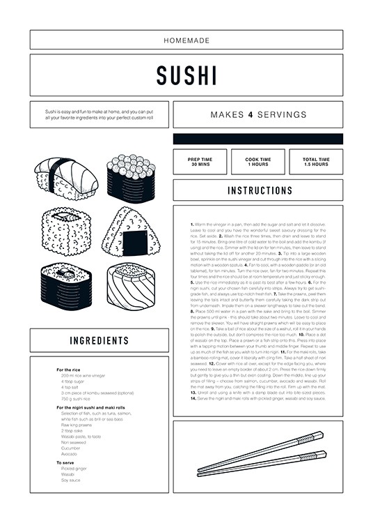 Sushi Recipe Plakat