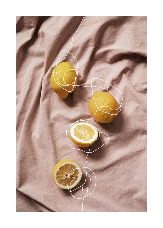 Lemons on Linen Plakat / Kjøkkenplakater hos Desenio AB (12814)