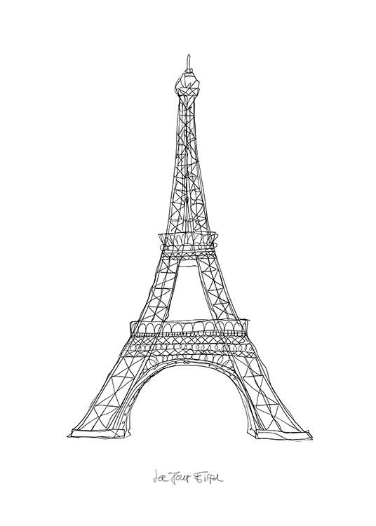 La Tour Eiffel Plakat / Svarthvitt hos Desenio AB (12920)