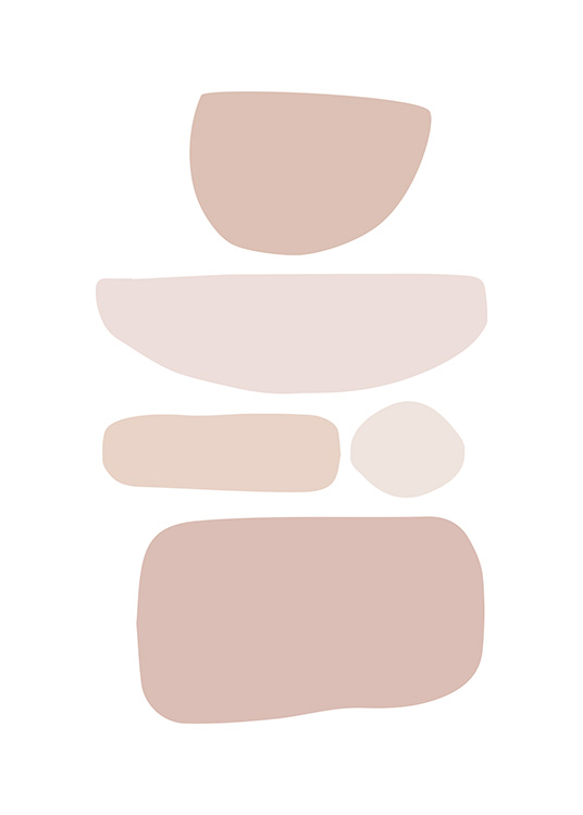 Abstrakt grafisk illustrasjon med former i forskjellige toner av rosa og beige