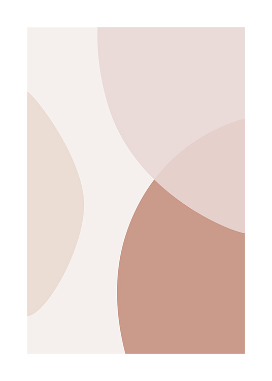 Illustrasjon med grafiske sirkler som overlapper hverandre, i rosa og beige