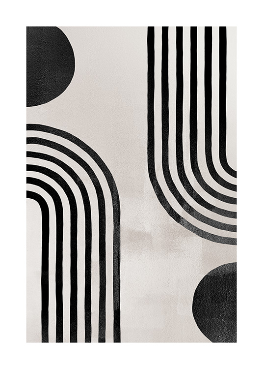  - Abstrakt illustrasjon med grafiske former i svart mot beige bakgrunn