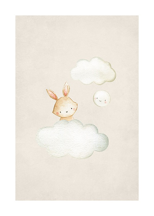 In the Clouds No1 Plakat / Tegneserie dyr hos Desenio AB (13717)