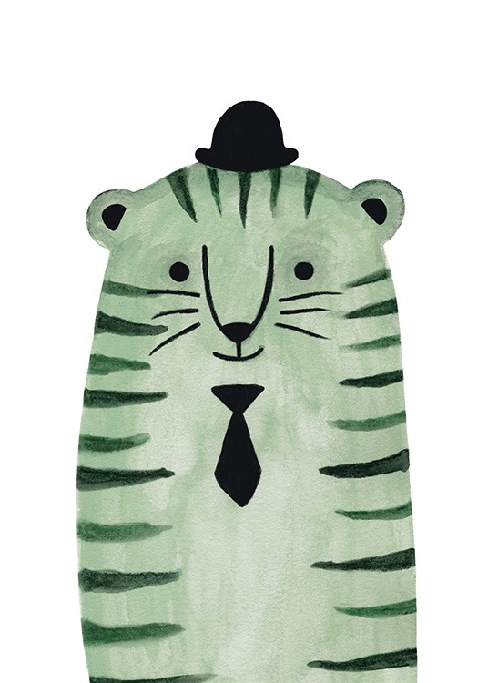 Green Tiger Plakat / Tegneserie dyr hos Desenio AB (13722)