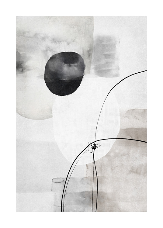  – Abstrakte former i grått, svart og hvitt
