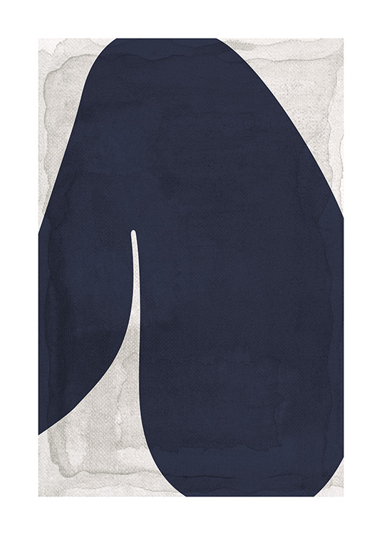  – Grafisk illustrasjon med et blått abstrakt bein som er bøyd mot en beige bakgrunn