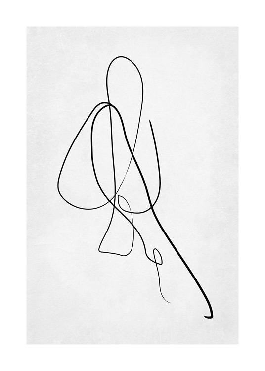  - Line art-tegning av et par bein, malt i svart mot grå bakgrunn