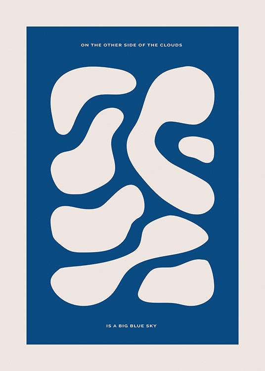  – Grafisk illustrasjon av beige former mot en mørkeblå bakgrunn, med tekst over og under formene