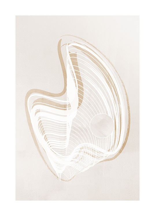  – Abstrakt illustrasjon av en form i hvitt og beige