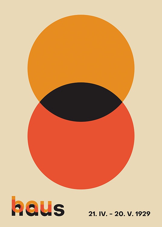  – Grafisk illustrasjon med en rød og en oransje sirkel som overlapper hverandre mot en beige bakgrunn
