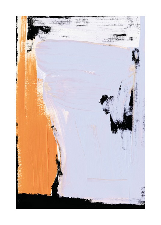  – Illustrasjon med abstrakt mønster i oransje, lilla, svart og hvitt