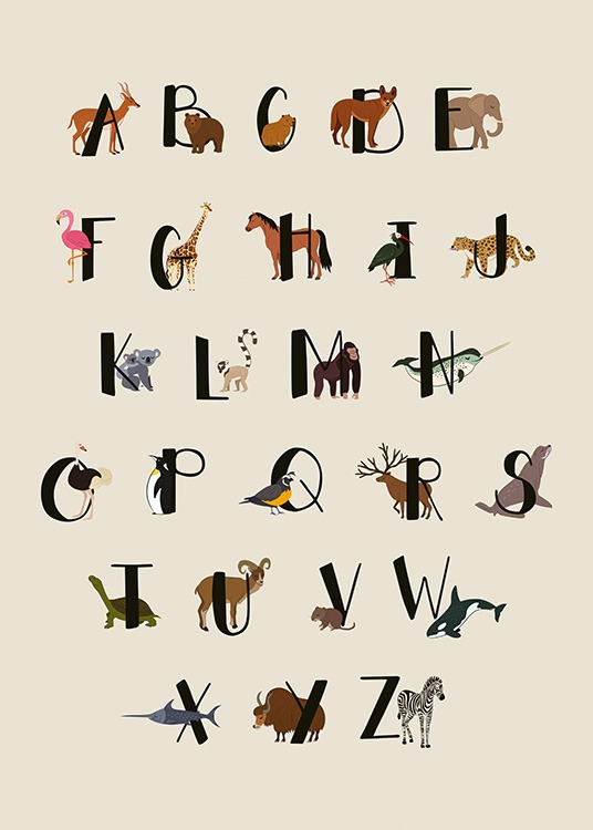 Animals Of The World Alphabet Plakat