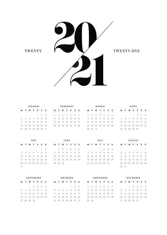 Calendar 2021 Plakat 2021 Kalender Desenio No rabatt kalender 2021