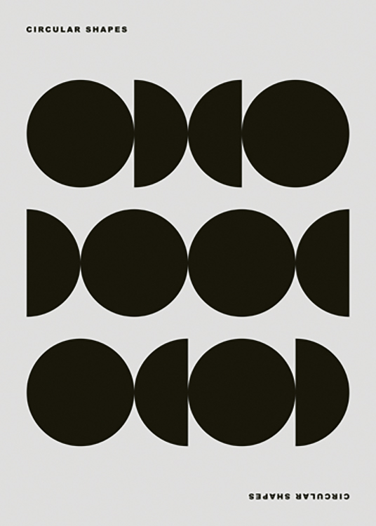  – Grafisk illustrasjon med sirkler og halvsirkler i svart mot en grå bakgrunn, med tekst øverst og nederst