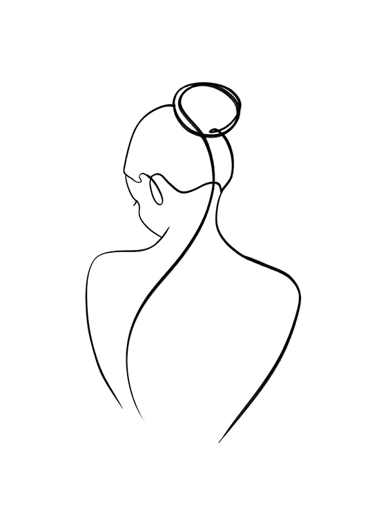  – Illustrasjon av en kvinnerygg i svart line art mot en hvit bakgrunn