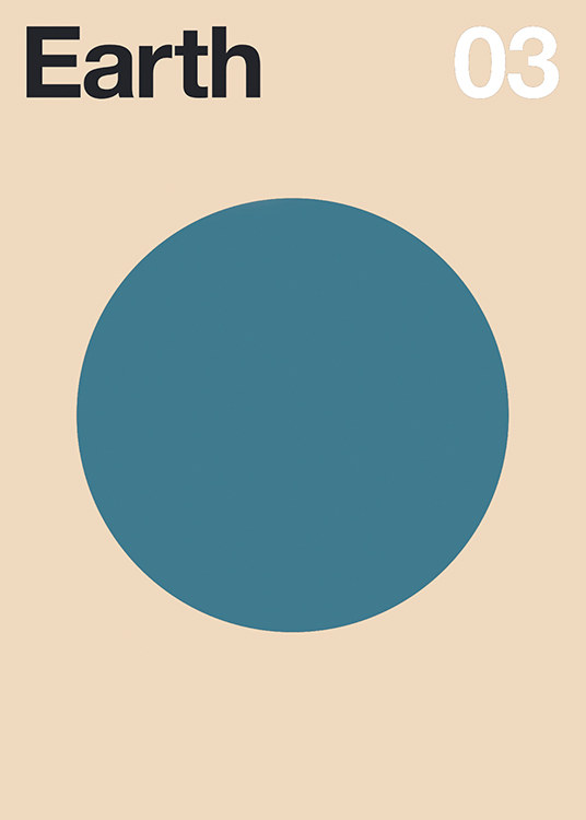  – Grafisk illustrasjon av jorden som en blå sirkel mot en beige bakgrunn