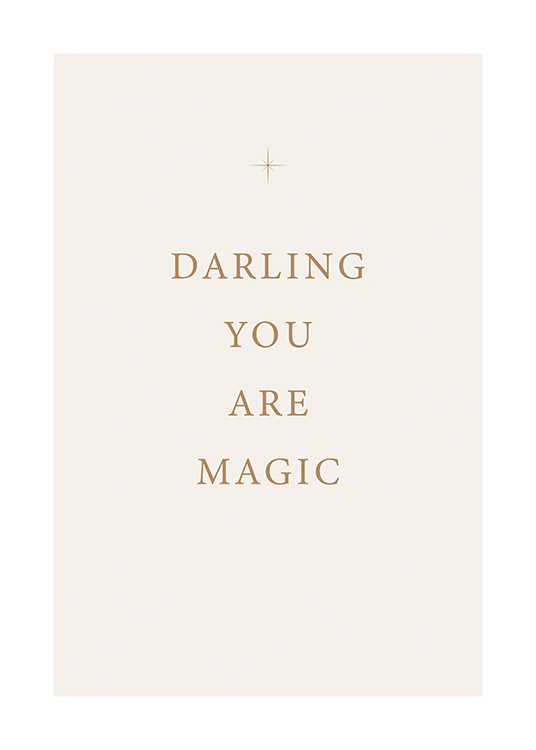  – Teksten «Darling you are magic» med en stjerne over, mot en lys bakgrunn