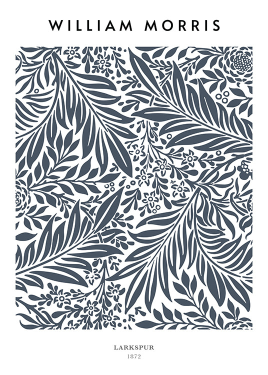  – Illustrasjon av et bladmønster i mørkeblått og grått mot en lys bakgrunn