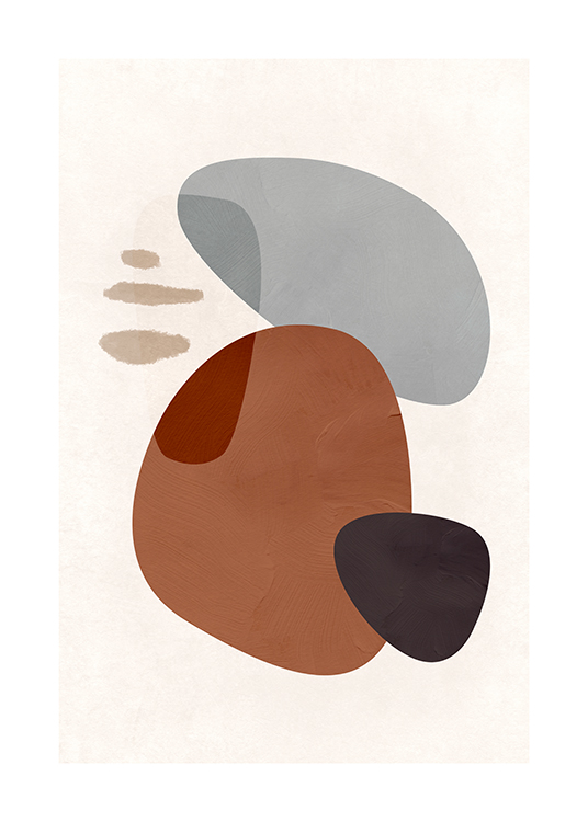 – Grafisk illustrasjon med brune og grå abstrakte former mot en lys bakgrunn