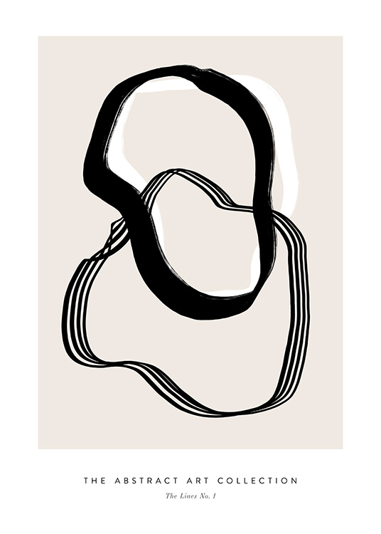 – Abstrakt plakat med monokrome linjer mot en beige bakgrunn