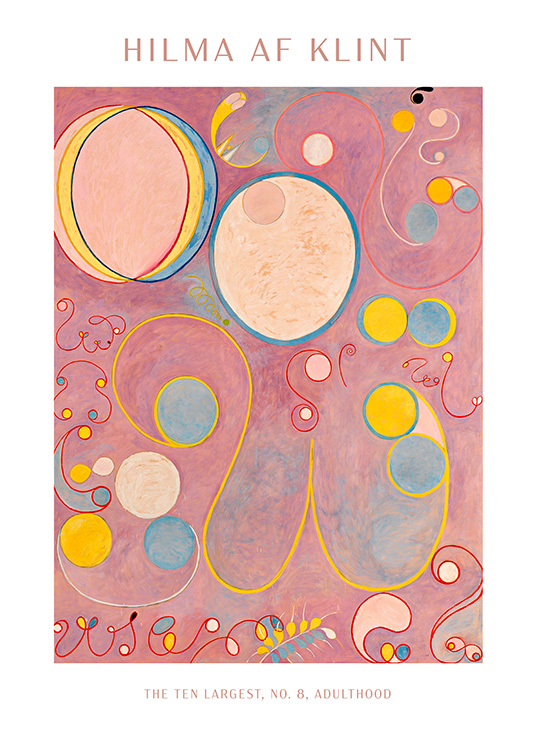 – Hilma Af Klint - The Ten Largest, No. 8, Adulthood, en vakker rosa abstrakt plakat fra kunstneren Hilma Af Klint