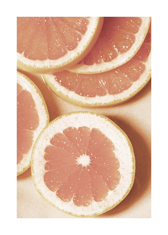 – Kjøkkenveggkunst av grapefrukt skjært i skiver
